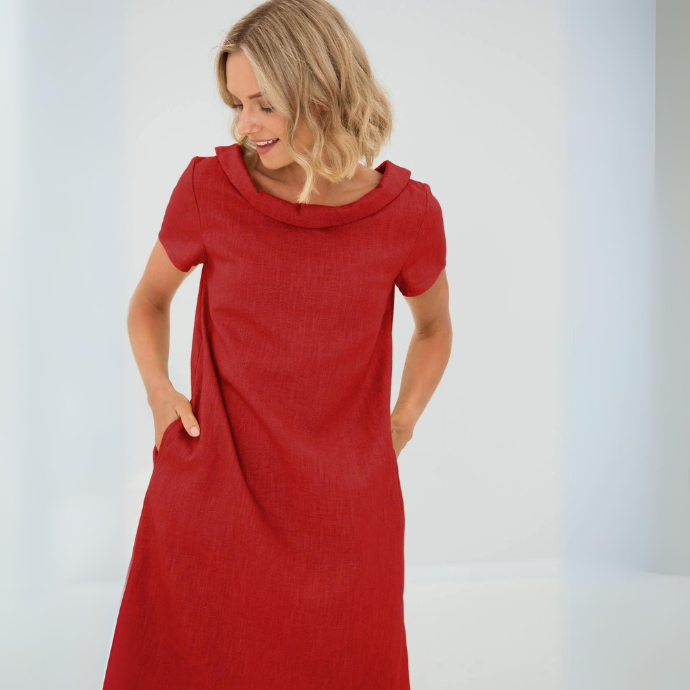 Alinia | Robe En Lin Doux Avec Poches