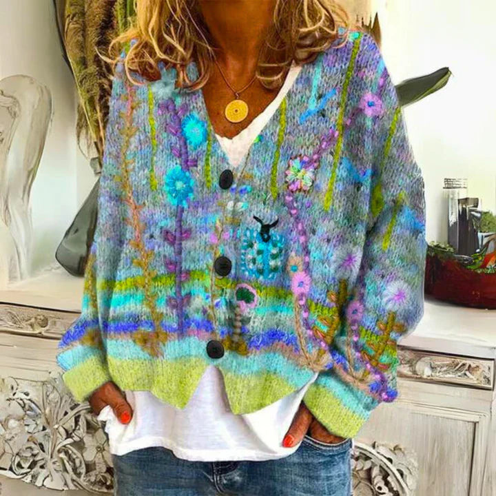 Angie | Veste En Tricot Chaude Pour Femmes Avec Fleurs