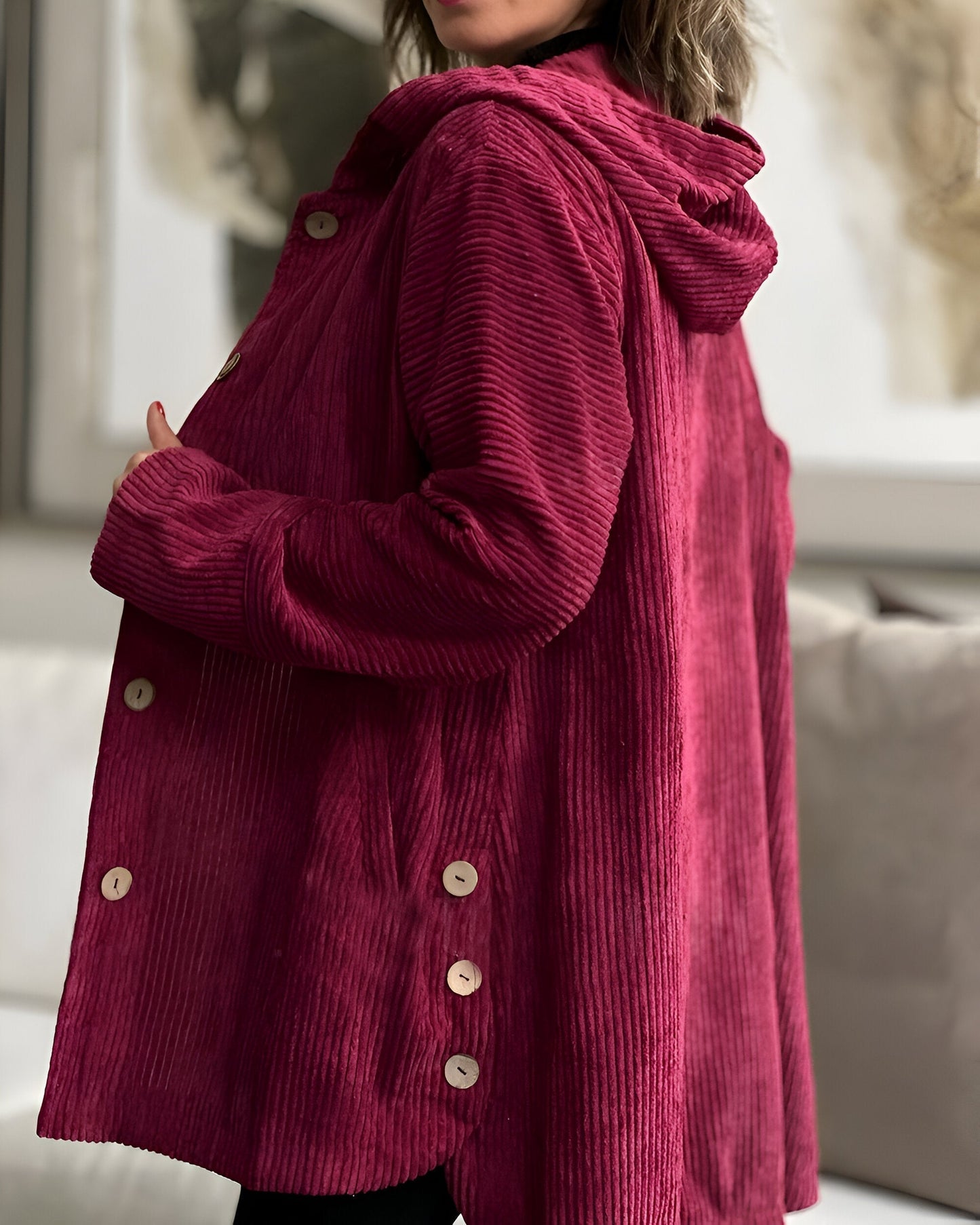 Anika | Veste En Velours Côtelé Décontractée Avec Capuche