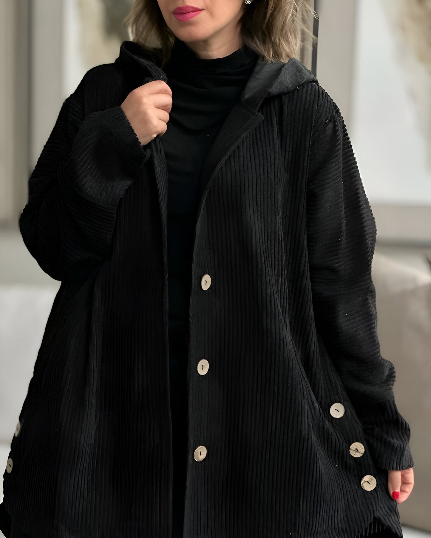 Anika | Veste En Velours Côtelé Décontractée Avec Capuche