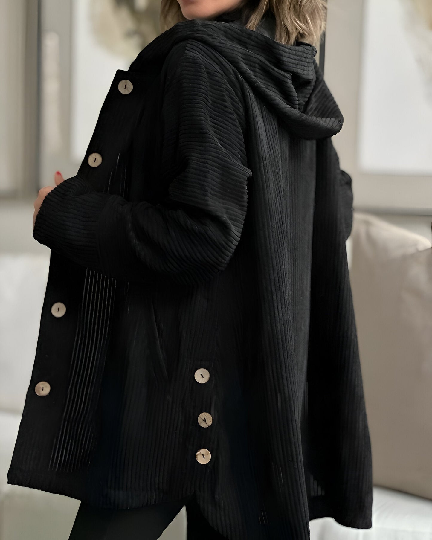Anika | Veste En Velours Côtelé Décontractée Avec Capuche