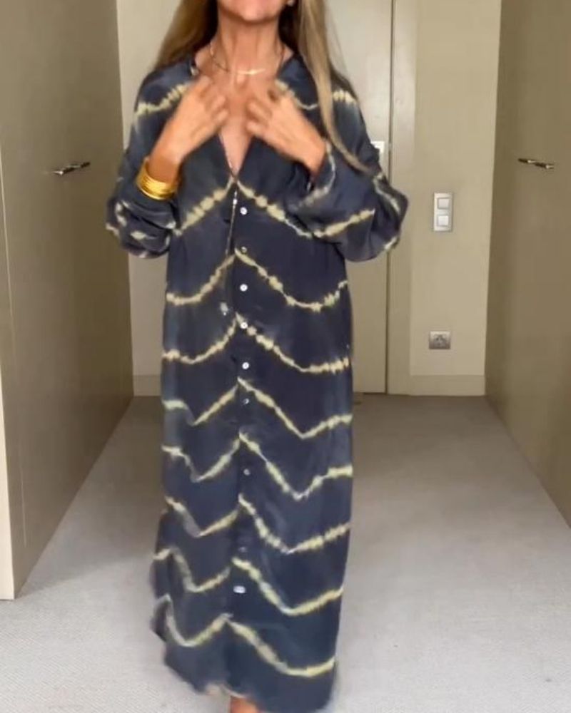 Bomea - Robe À Manches Longues À Rayures Boho