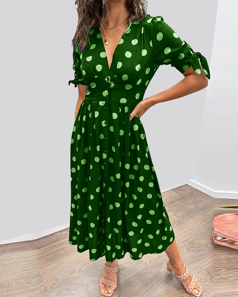 Mia - Robe À Pois Avec Décolleté En V Profond
