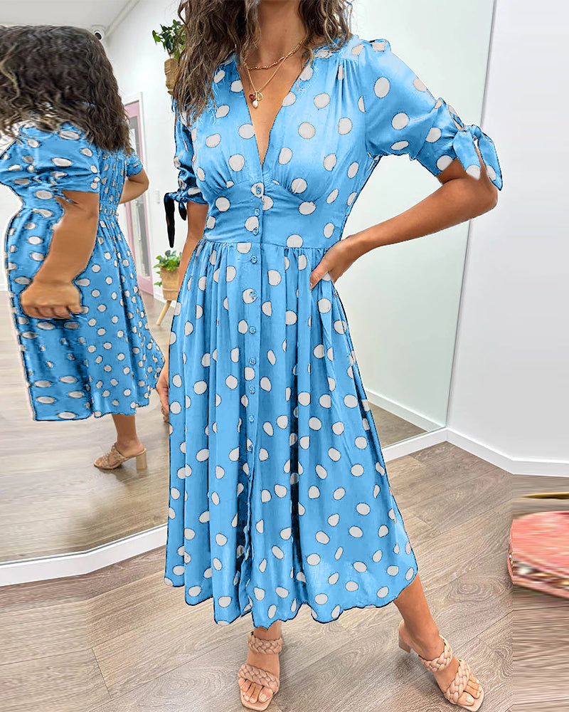 Mia - Robe À Pois Avec Décolleté En V Profond