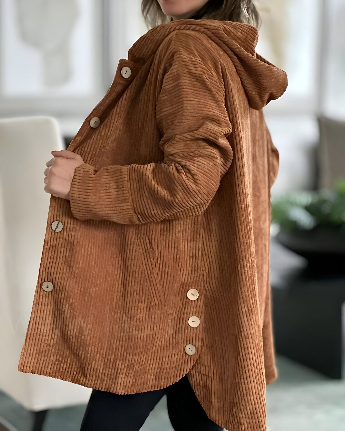 Anika | Veste En Velours Côtelé Décontractée Avec Capuche