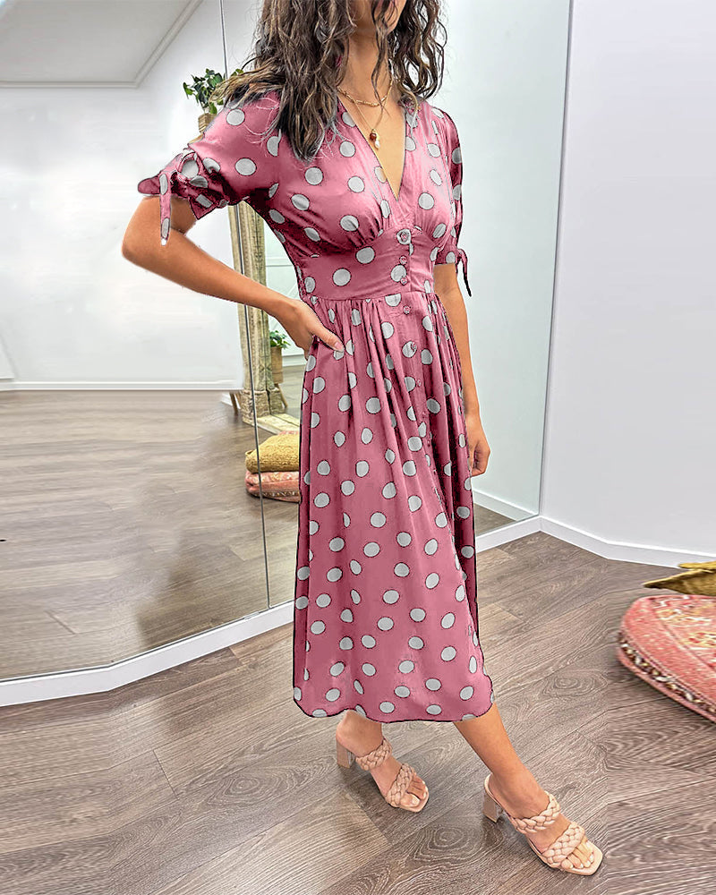 Mia - Robe À Pois Avec Décolleté En V Profond