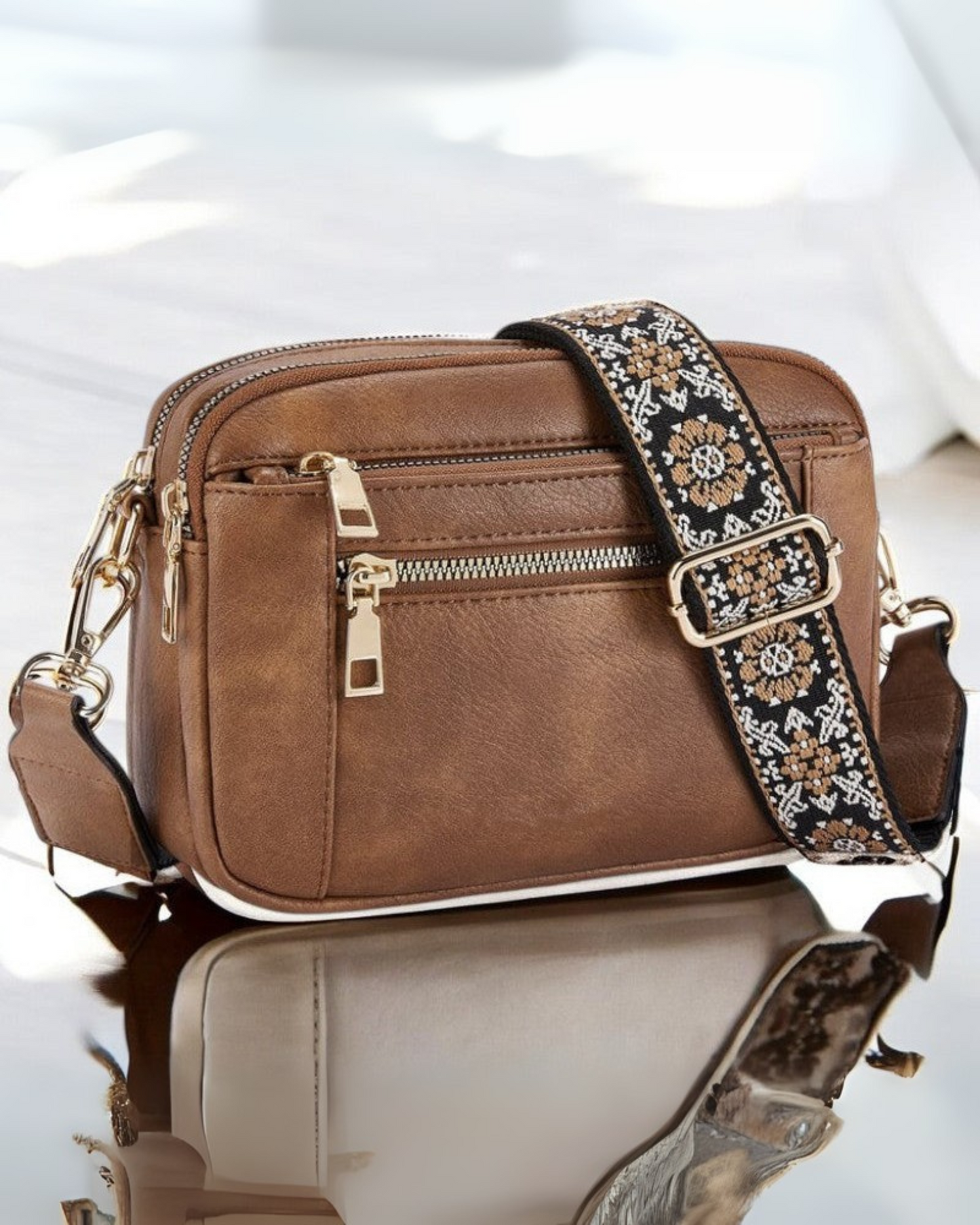 Camille | Sac à Bandoulière en Cuir Élégant pour Femme avec Compartiments Pratiques 1