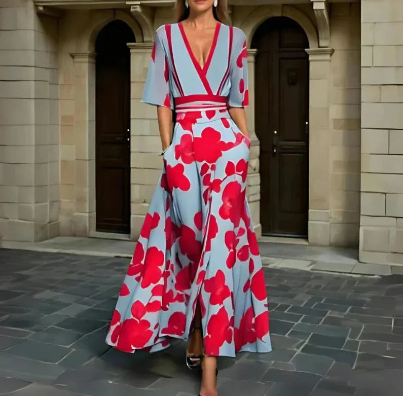 Elise - Robe Portefeuille Élégante Fleurie