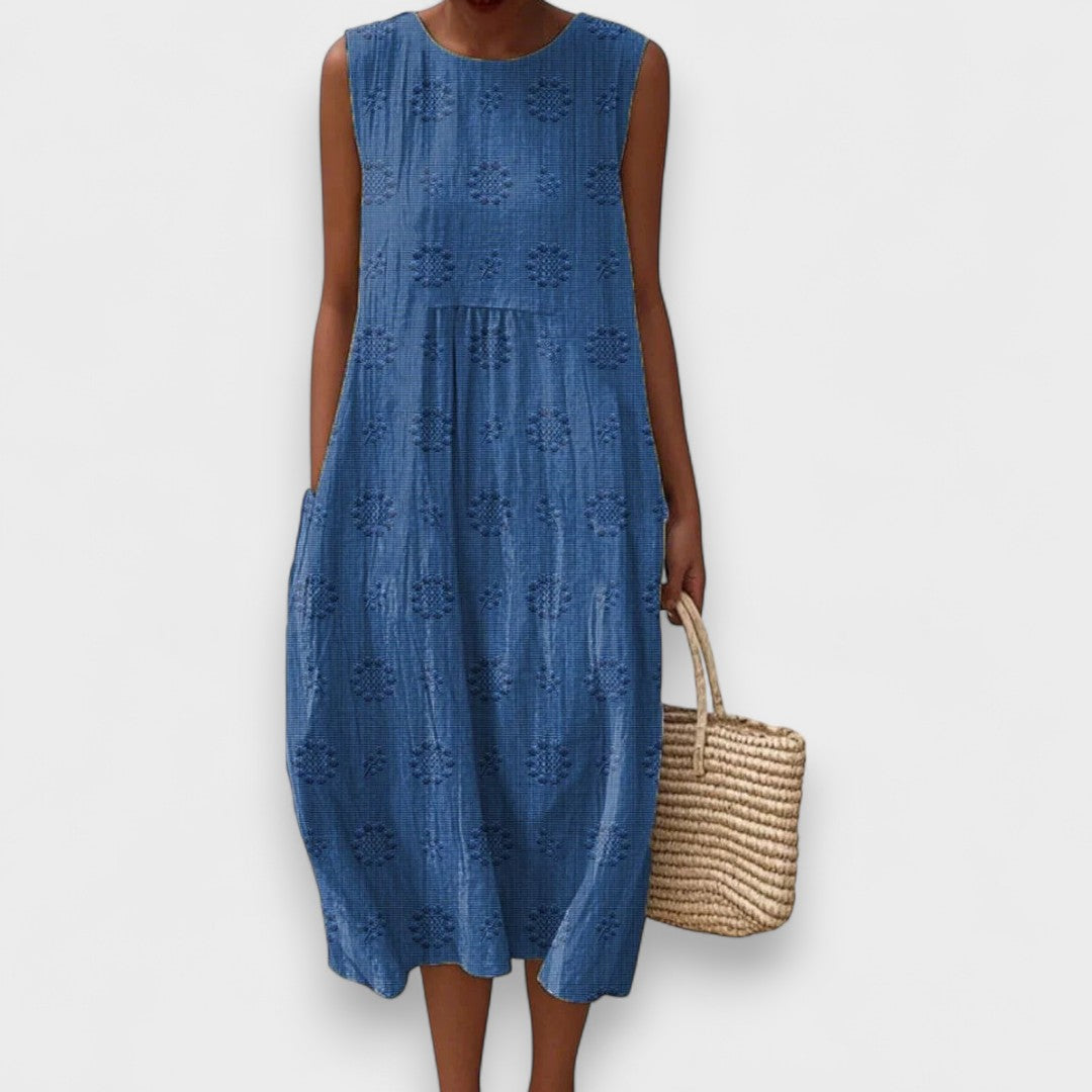 Nina - Robe Élégante En Coton Sans Manches Avec Poches