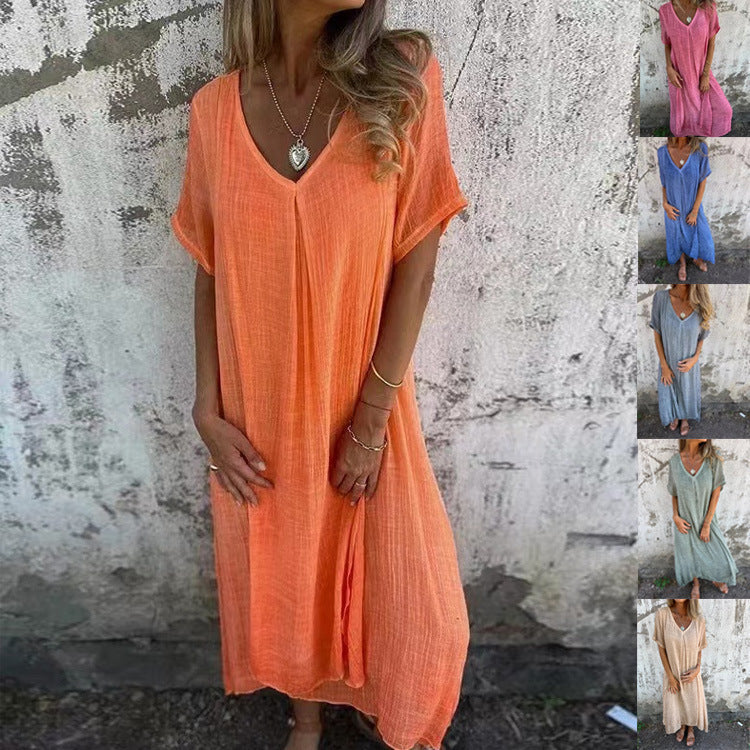 Naia – Robe V en Coton et Lin