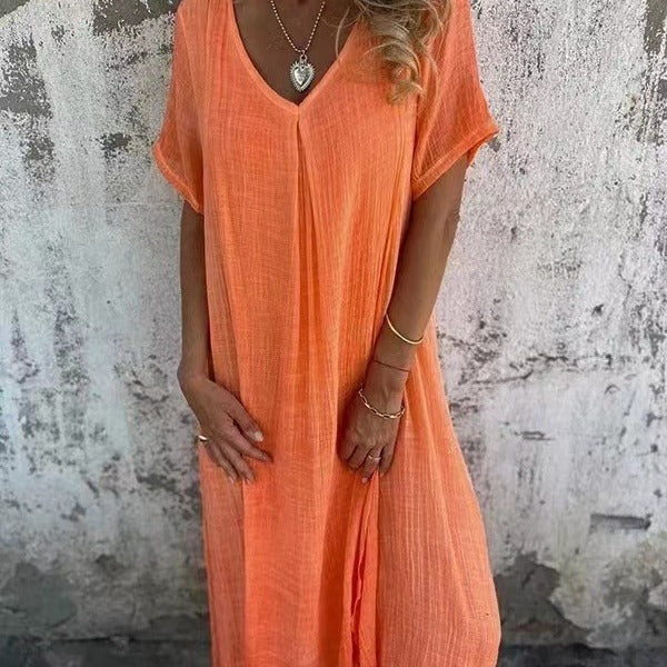 Naia – Robe V en Coton et Lin