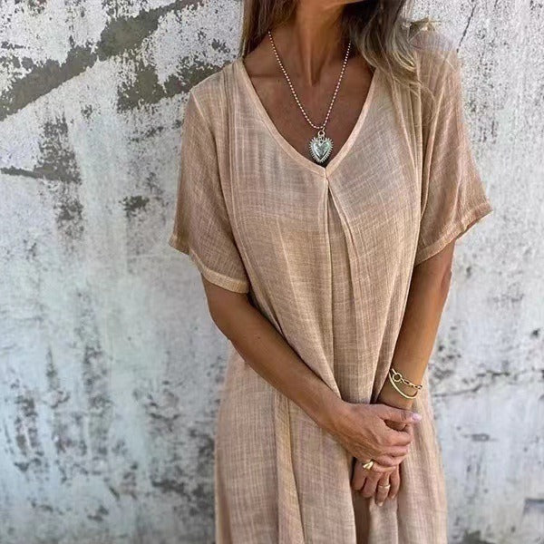 Naia – Robe V en Coton et Lin