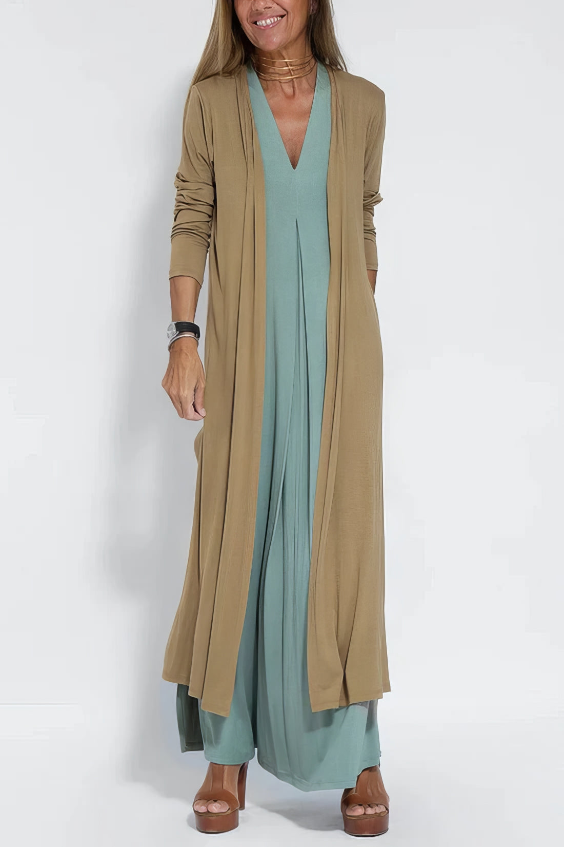 Raquel | Robe longue élégante + Cardigan Assorti