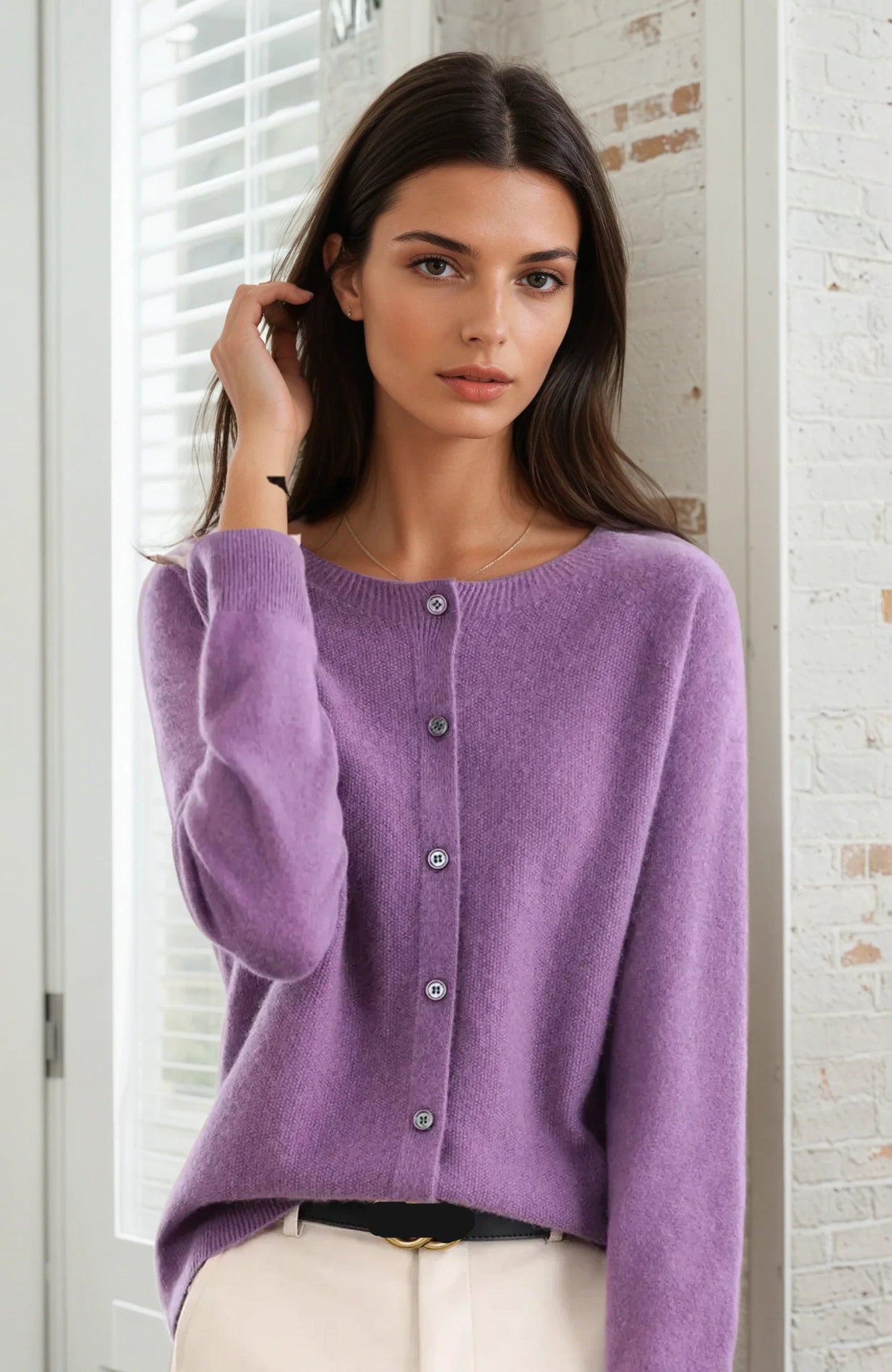 Pull col O en cachemire pour femmes