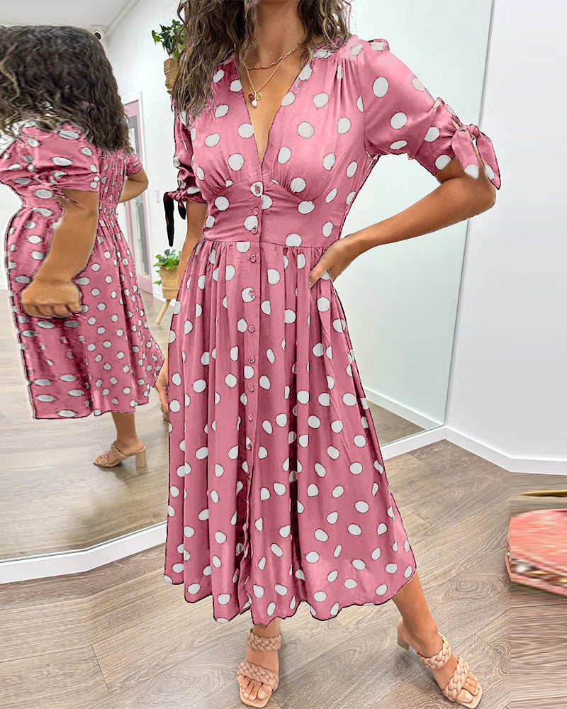 Mia - Robe À Pois Avec Décolleté En V Profond