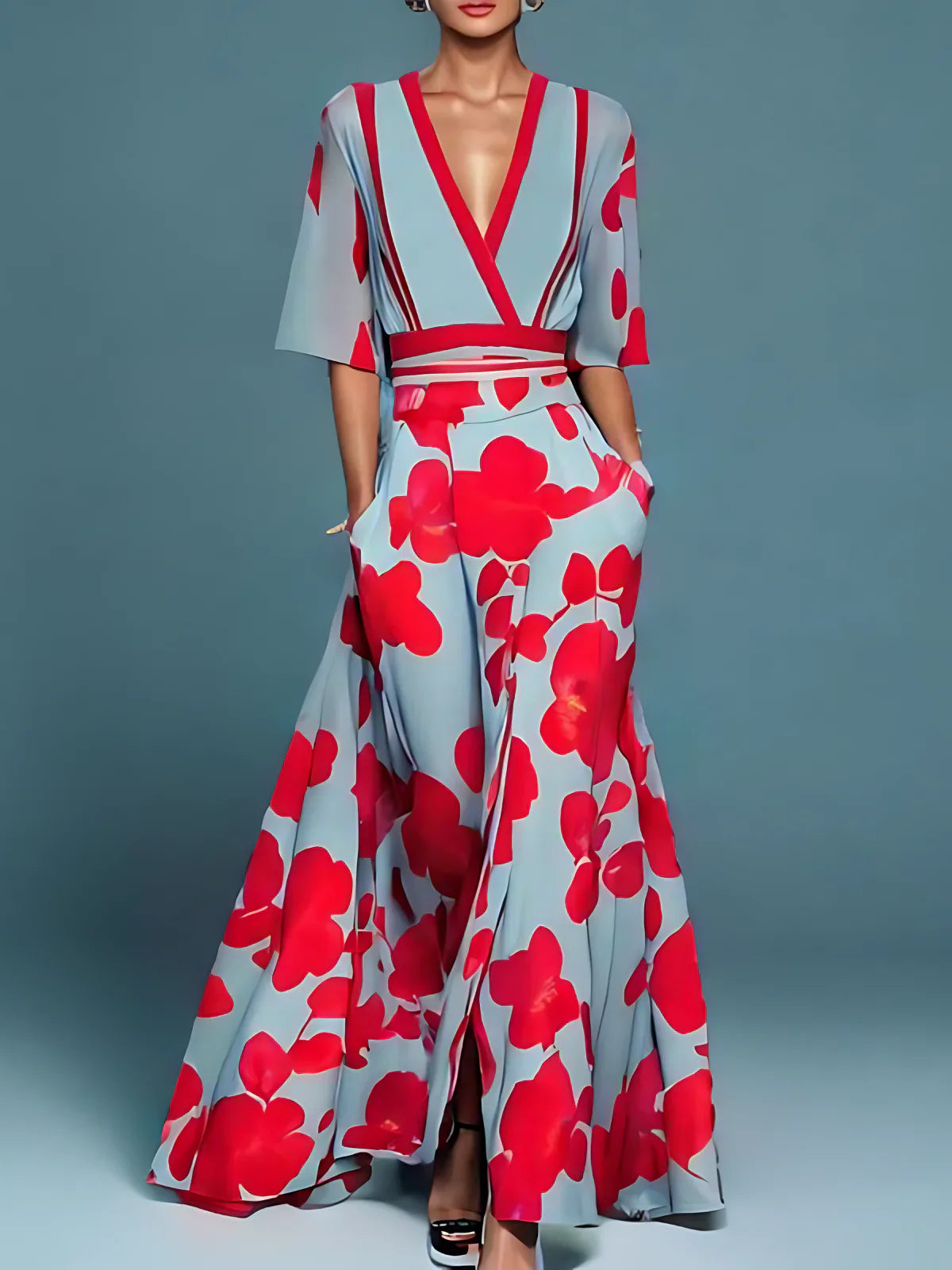 Elise - Robe Portefeuille Élégante Fleurie
