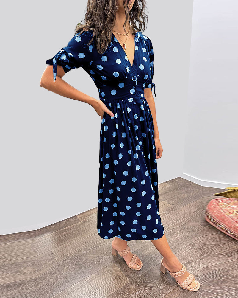Mia - Robe À Pois Avec Décolleté En V Profond
