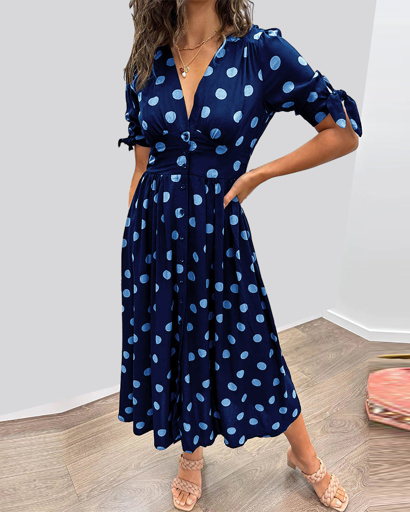 Mia - Robe À Pois Avec Décolleté En V Profond