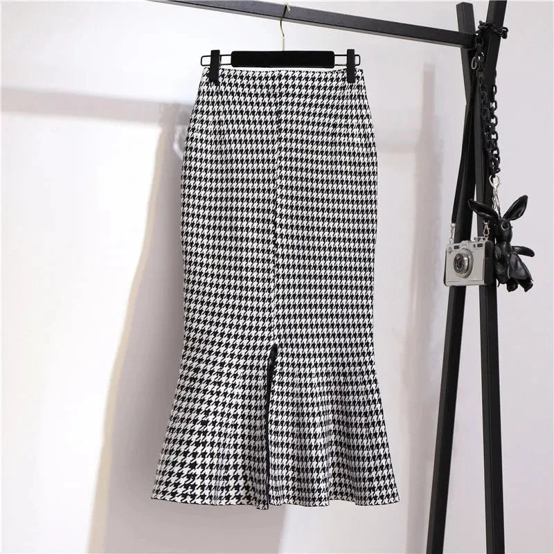Jupe Trompette Houndstooth