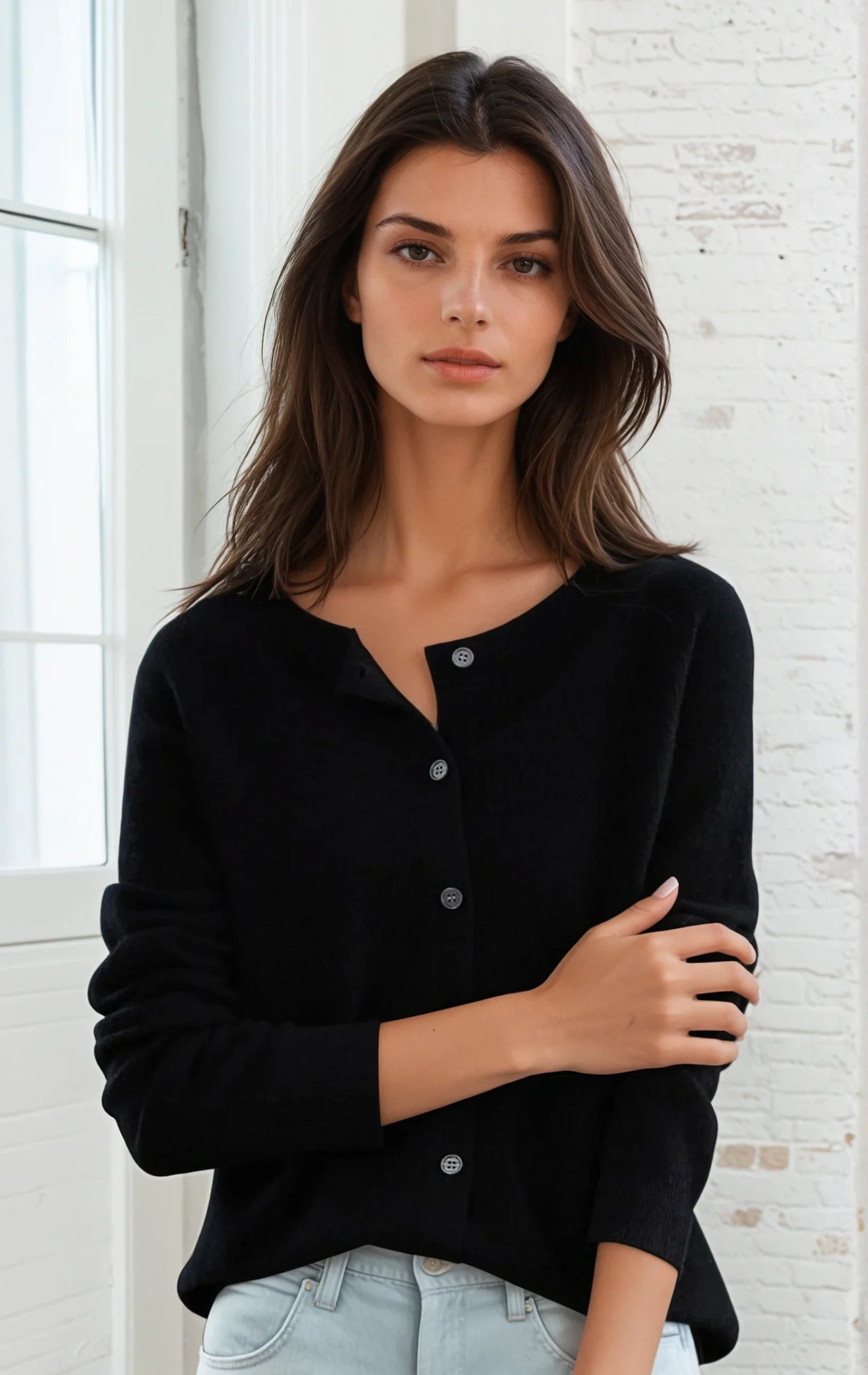 Pull col O en cachemire pour femmes