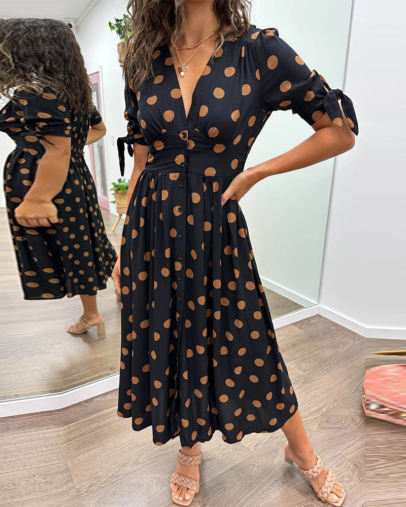 Mia - Robe À Pois Avec Décolleté En V Profond
