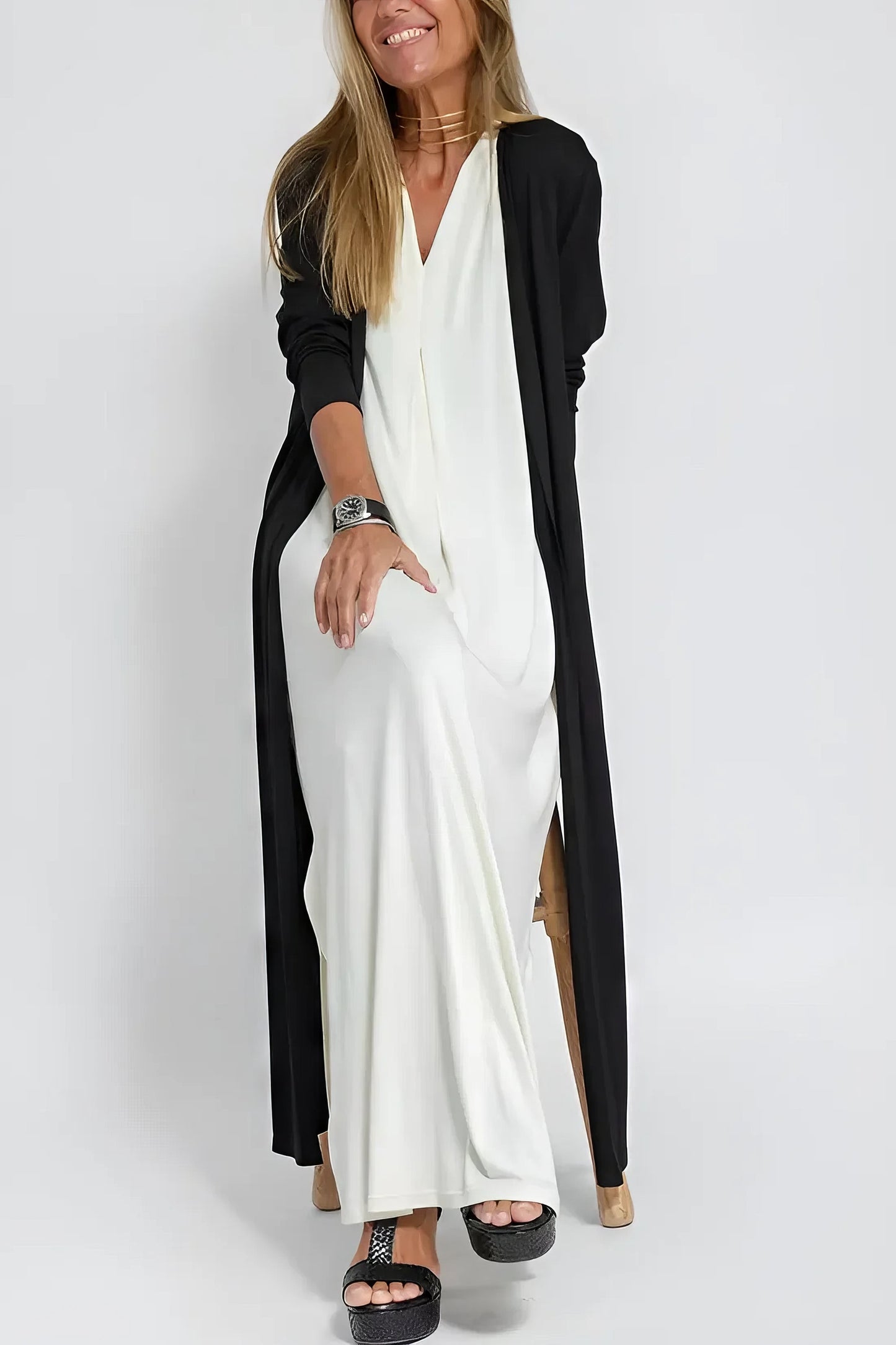 Raquel | Robe longue élégante + Cardigan Assorti